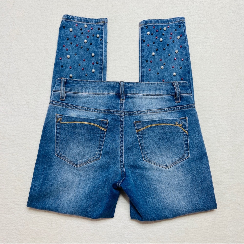 Nanette Lepore Skinny Jeans Pearl Embellished 4